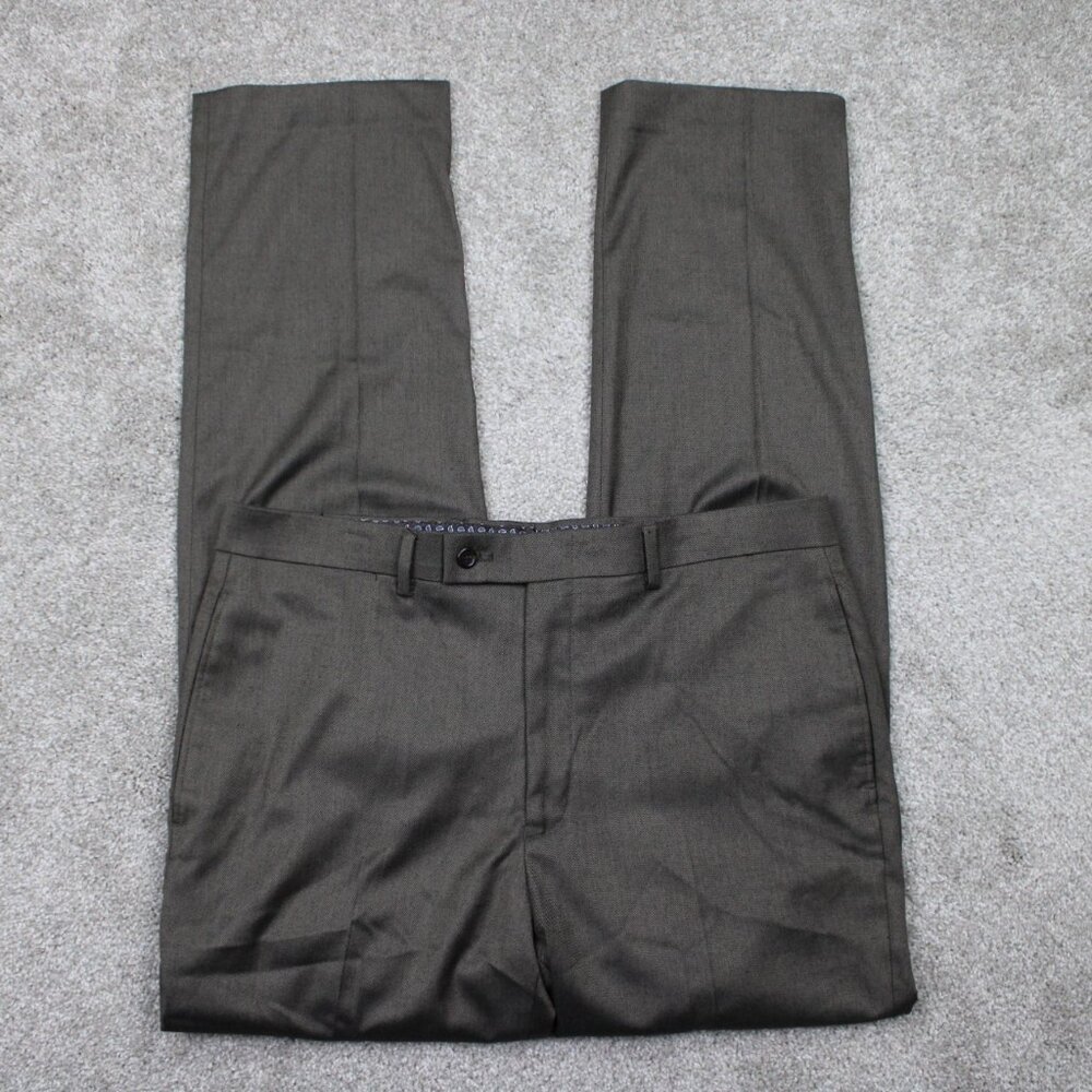 LAUREN Ralph Lauren Dress Pants Mens 34x32 Brown Flat Front‎ Poly/Rayon Stretch
